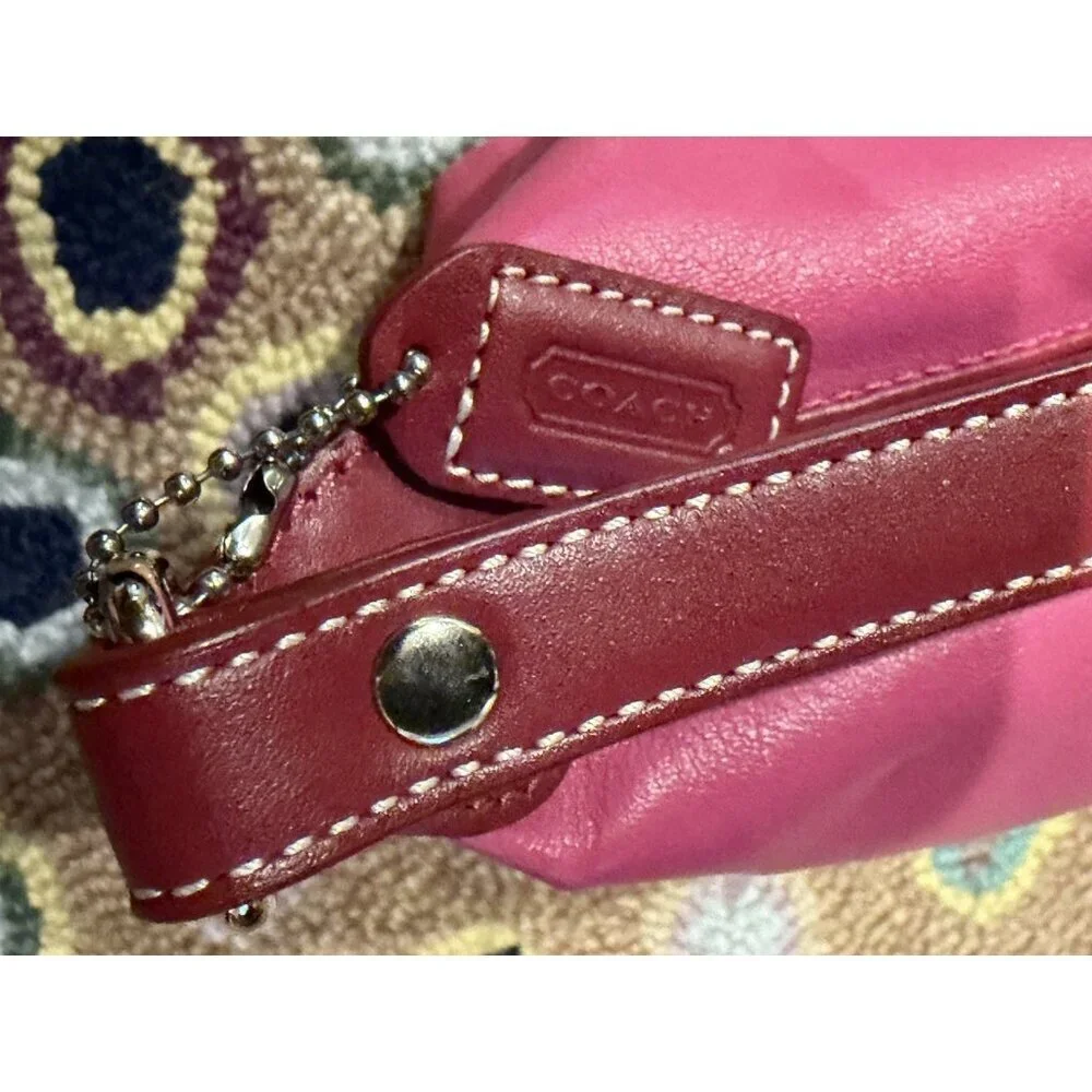 COACH 1941 DEMI LEATHERWARE FUCHSIA PINK RED LEATHER BAGUETTE CHARM TAG NEW NWOT